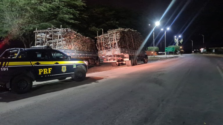 Caminhões são retidos pela PRF com 75 m³ de madeira irregular em Ouricuri