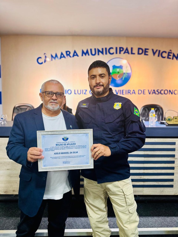 PRF recebe Moção de Aplauso da Câmara Municipal de Vicência por atuação em auxílio a candidata do ENEM