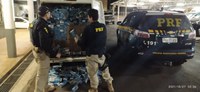 PRF apreende van clonada carregada de cigarros paraguaios
