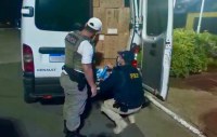 PRF e BM prendem contrabandista com van carregada de cigarros paraguaios