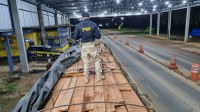 Em Ariquemes/RO, PRF identifica transporte irregular de madeira