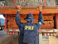 Em Ariquemes/RO, PRF identifica transporte irregular de madeira