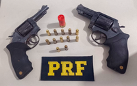 Em Porto Velho/RO, PRF apreende dois revólveres e munições