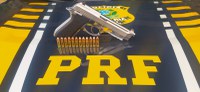 Em Vilhena/RO, PRF apreende pistola carregada com 12 munições