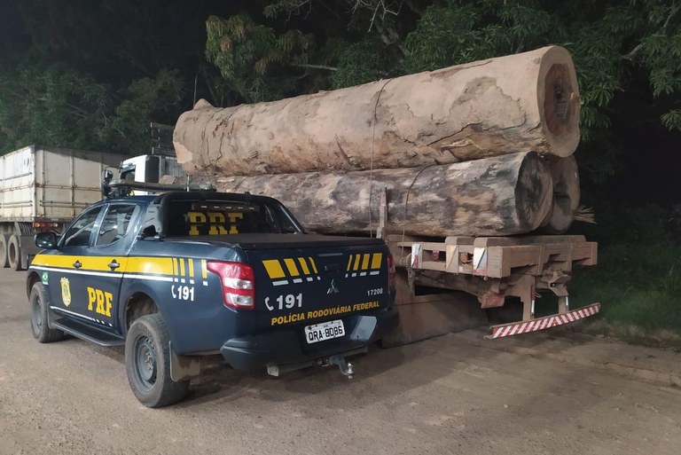 Em Rondônia, PRF identifica transporte irregular de madeira
