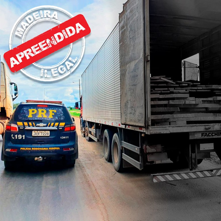 Em Ariquemes/RO, PRF identifica transporte irregular de madeira