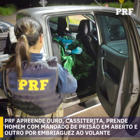 PRF em Roraima apreende ouro, cassiterita, prende homem com mandado de prisão em aberto e outro por embriaguez ao volante