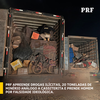 PRF em Roraima apreende drogas, 20 toneladas de minério análogo a cassiterita e prende homem por falsidade ideológica