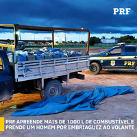 PRF em Roraima apreende mais de 1000 L de combustível e prende um homem por embriaguez ao volante