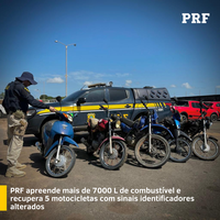 PRF em Roraima apreende mais de 7000 L de combustível e recupera 5 motocicletas