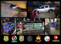 Homem tenta fugir e joga picape carregada com maconha no rio Uruguai