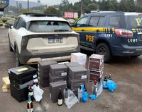 Motorista tenta fugir de abordagem mas é flagrado com 178 garrafas de vinho na BR-470