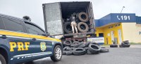PRF apreende carga de pneus usados importados ilegalmente