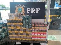 PRF apreende 500 maços de cigarros e 1.465 munições transportados ilegalmente em Guaraí/TO