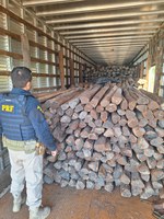 PRF apreende 34,38 m³ de madeira ilegal no município de Guaraí/TO