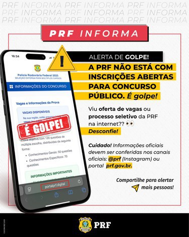 Alerta! Site anunciando seleção para carreira da PRF é fraude