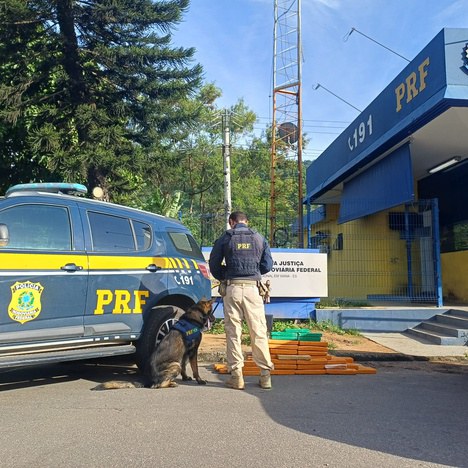 PRF apreende cerca de 100 kg de maconha na BR-262, em Viana