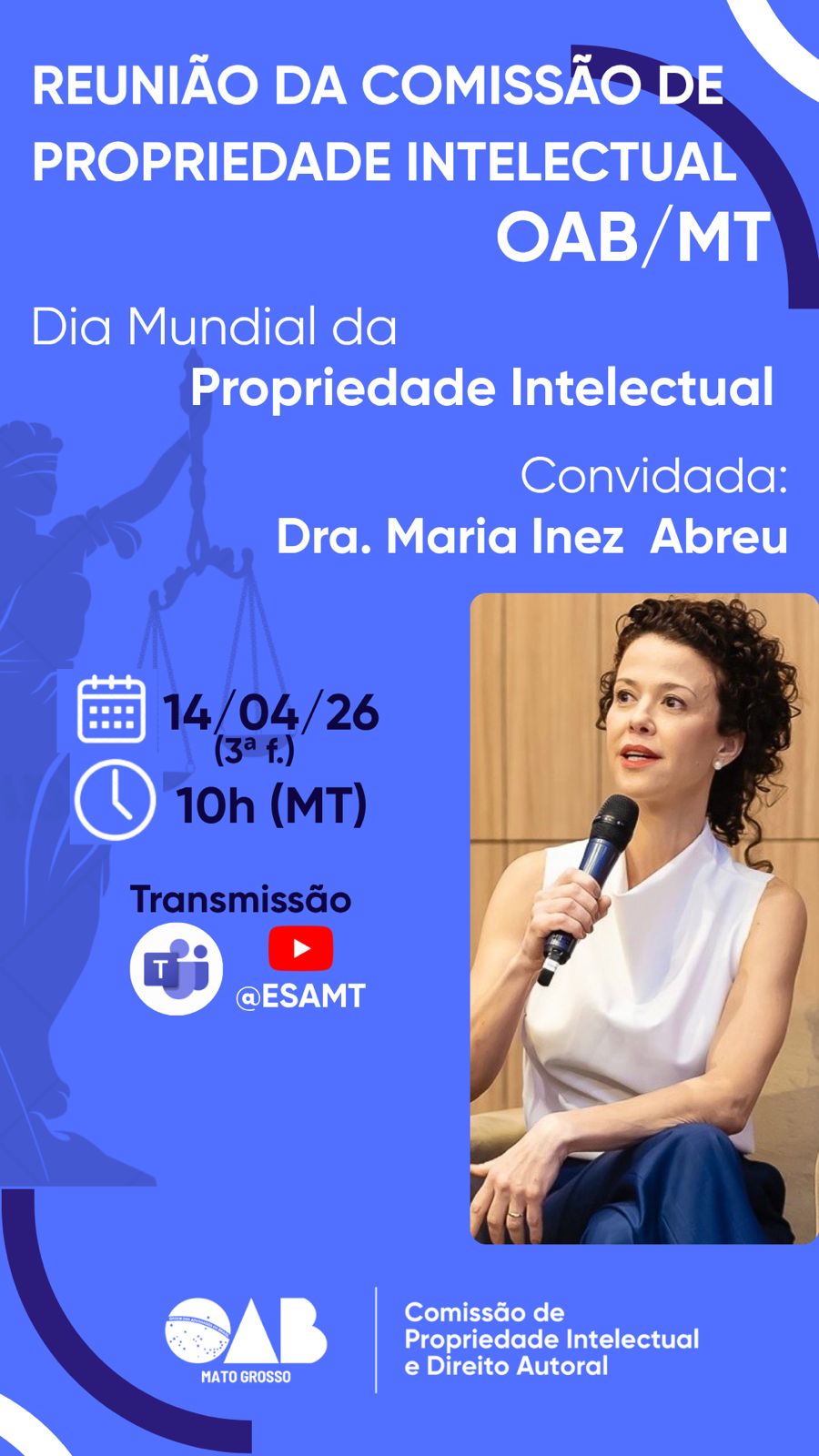 Imagem de apoio para Dia Mundial da PI - OAB/MT - 14 de abril (Terça-feira)