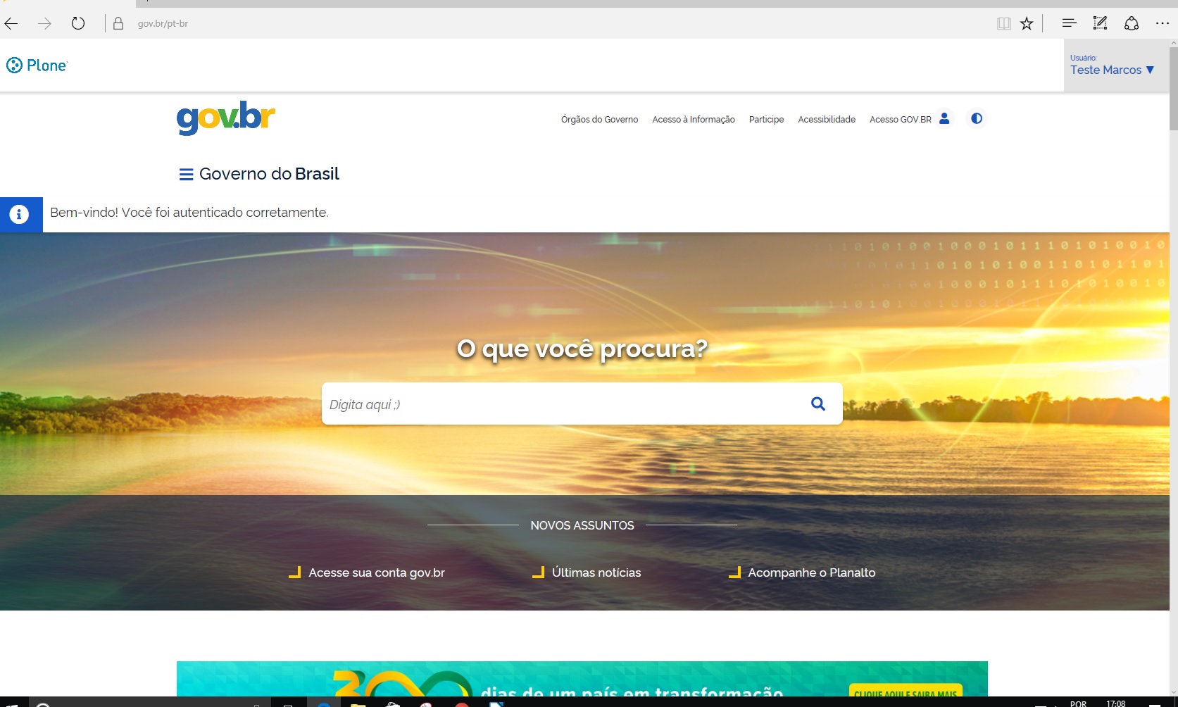 Página Inicial Logado