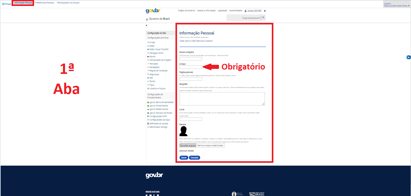 1ª aba - Informação Pessoal