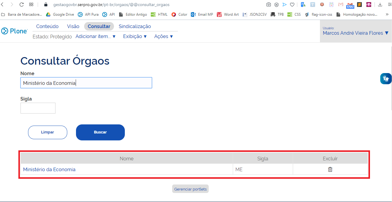 página resultado da busca