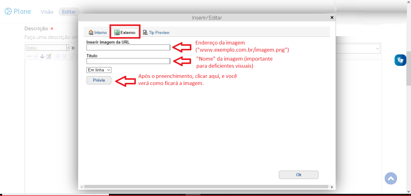 botão inserir/editar imagem