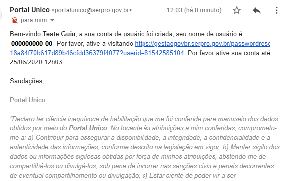 E-mail para o editor cadastrar senha