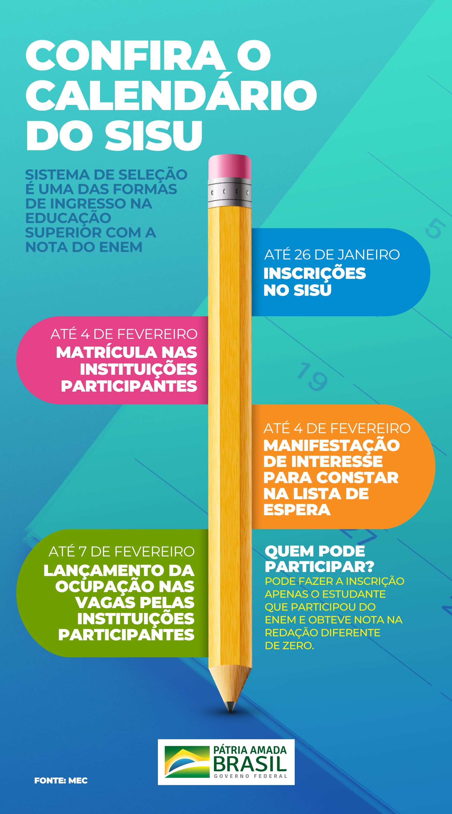 Estudantes poderão se inscrever no Sisu até domingo (26)