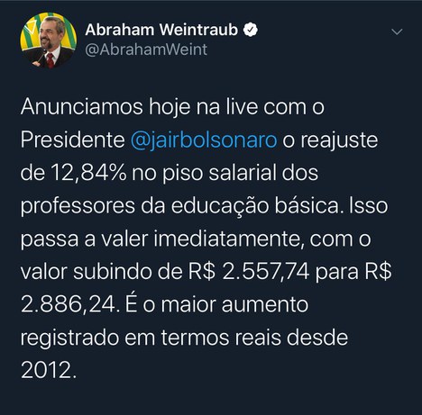 Twitter do ministro da Educação