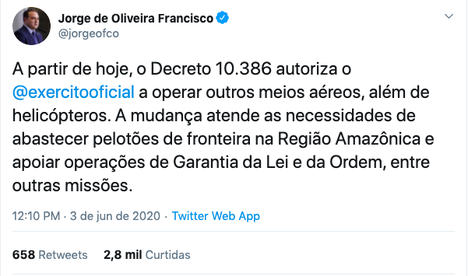 Tweet ministro-chefe da Secretaria-Geral da Presidência da República