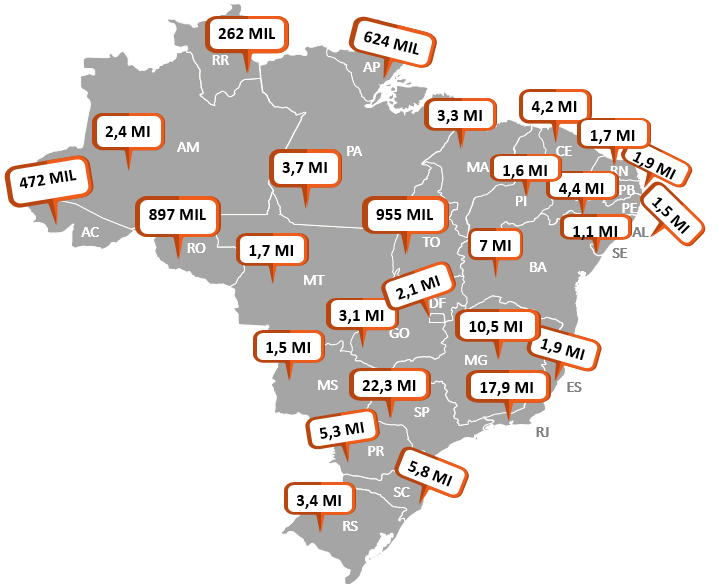 Mapa demostrativo de distribuição de EPI. Imagem: MS