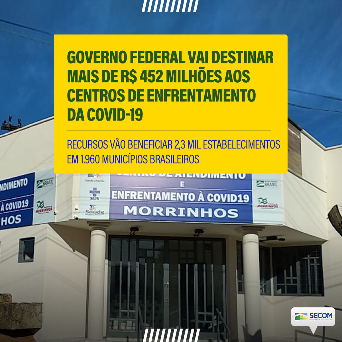 Governo destina mais de R$ 452 milhões para Centros de Enfrentamento da Covid-19