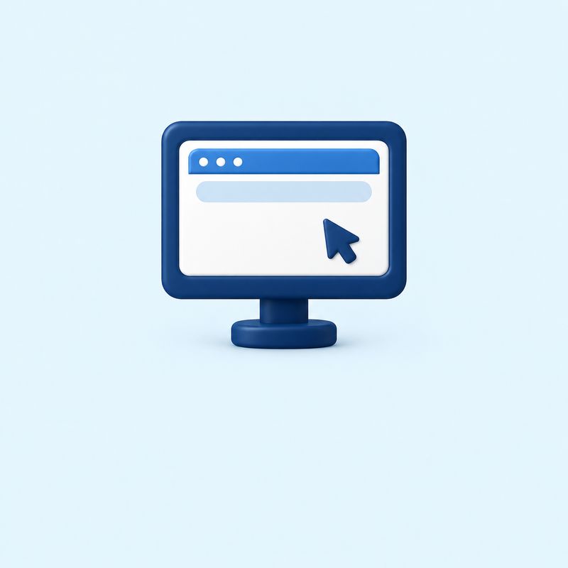 Monitor com janela de navegador e cursor.