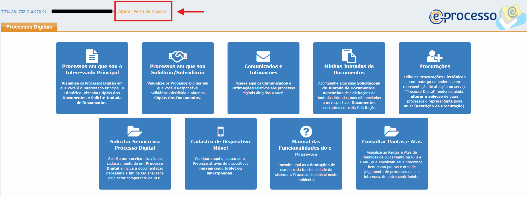 Alterar Perfil Acesso