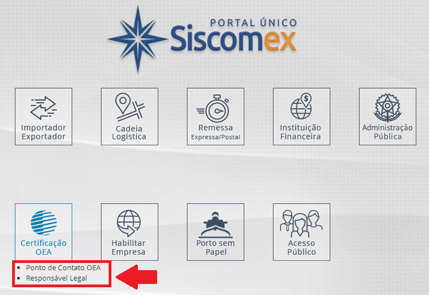 Login pelo Responsável Legal ou pelo Ponto de Contato