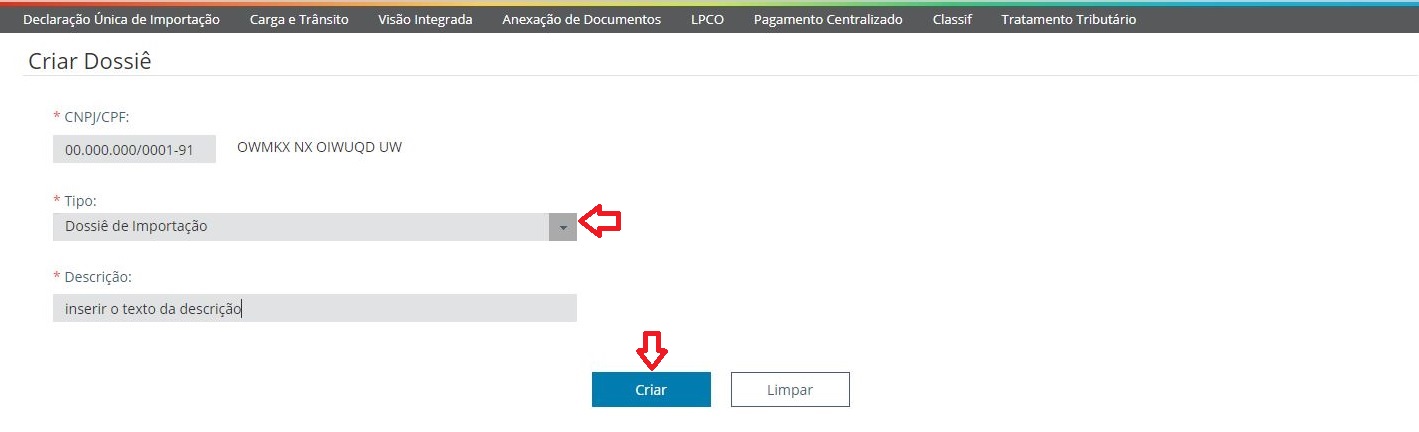 Tela 3 novo dossiê tipo