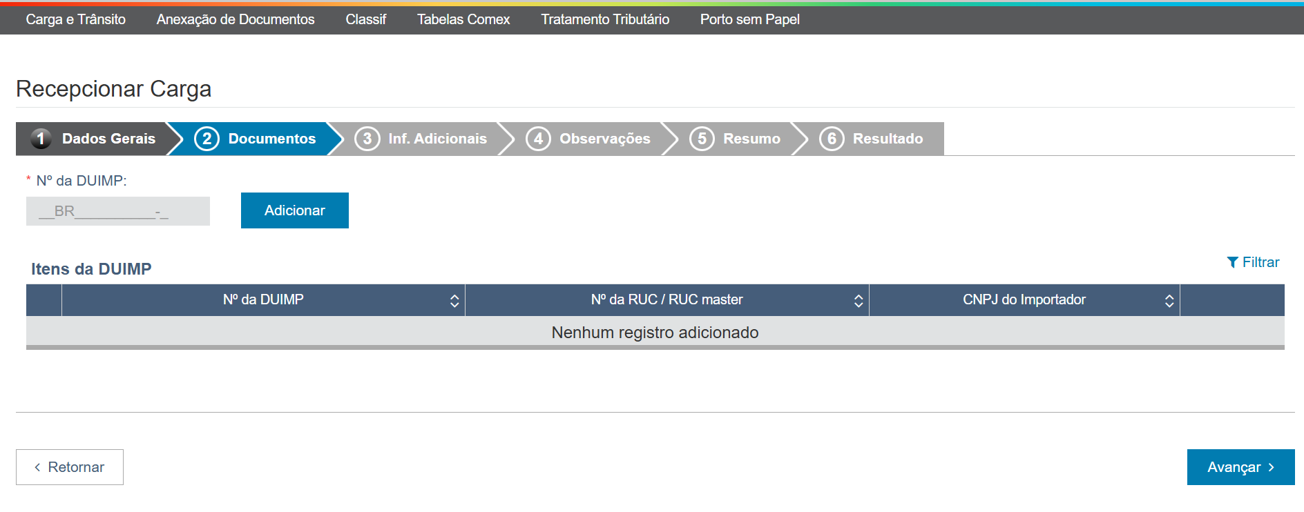 tela 2- modal marítimo Duimp antecipada