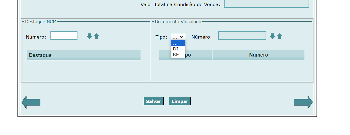 campo documento vinculado DI