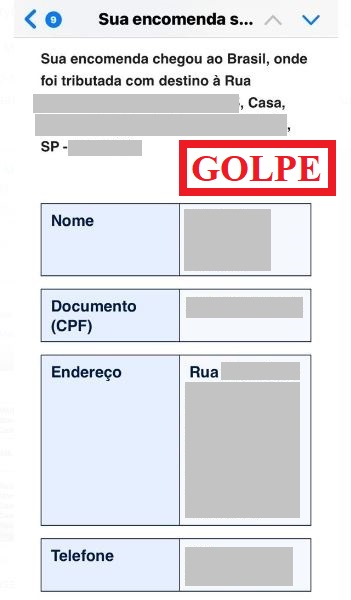 Mensagem de golpe.