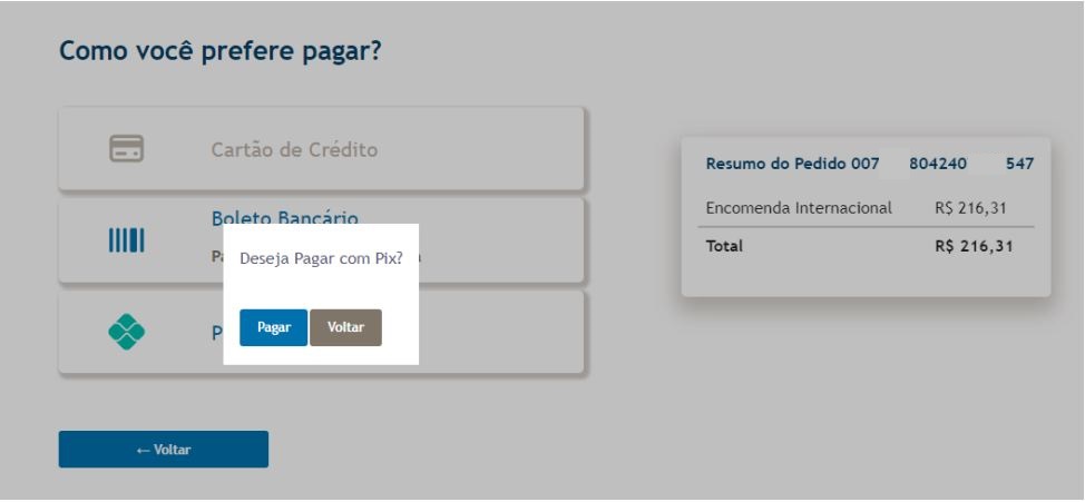 Pagamento Correios