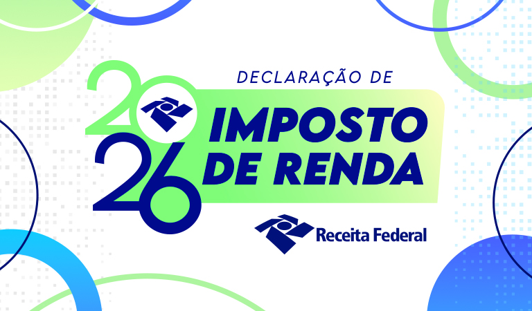 Duas pessoas utilizando dispositivos digitais com o texto "2024 Imposto de Renda", logo da Receita Federal.