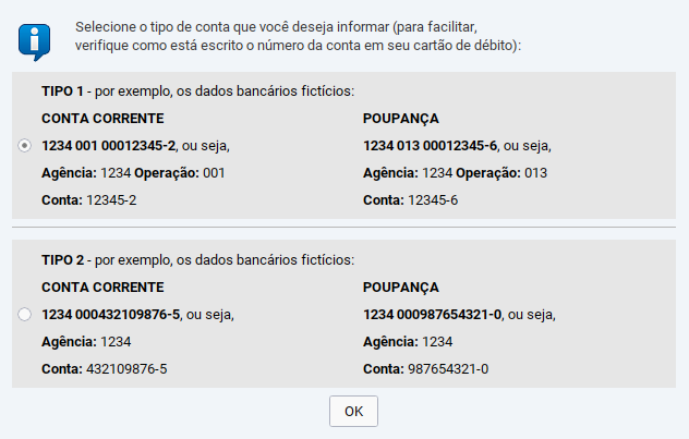 Informação da conta na CEF