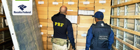 Operação conjunta entre Receita Federal, Polícia Rodoviária Federal e Polícia Federal resulta na apreensão de carga de cigarros contrabandeados