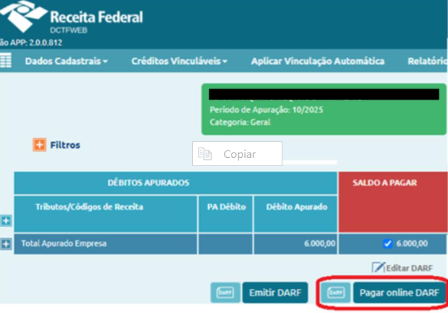Pagamento de DARF