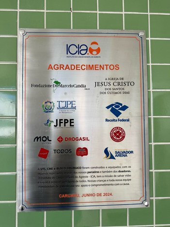 Agradecimentos do Instituto do Câncer Infantil do Agreste