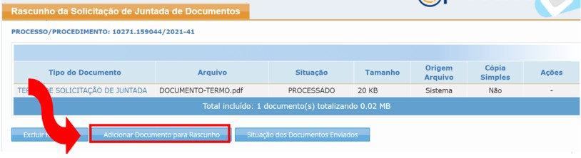 Rascunho Solicitação Juntada Documentos