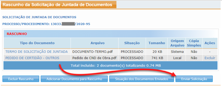 Rascunho da Solicitação
