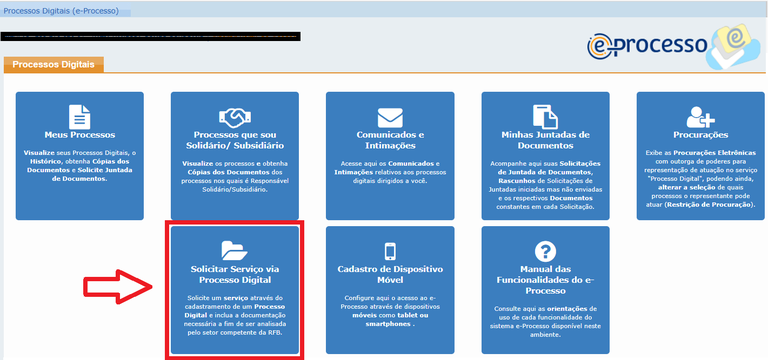 Solicitar Serviço via Processo Digital