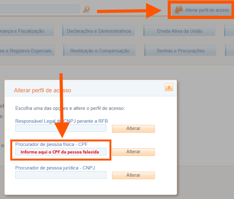 e-CAC: Alterar o perfil de acesso.
