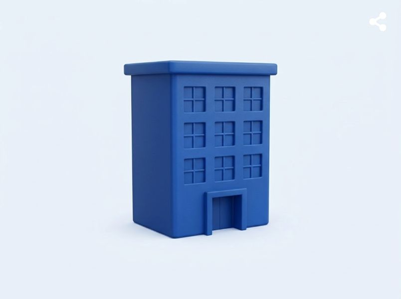 Ícone 3D em tons de azul representando um treinamento, com palestrante, tela de apresentação e plateia